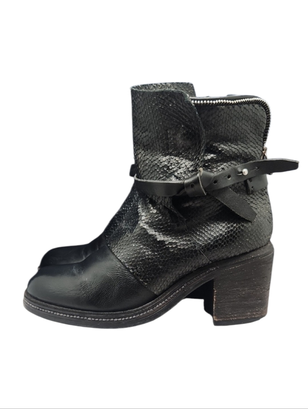 AS98 Airstep Black‎ Leather Biker Boots Size 9 - 9.5